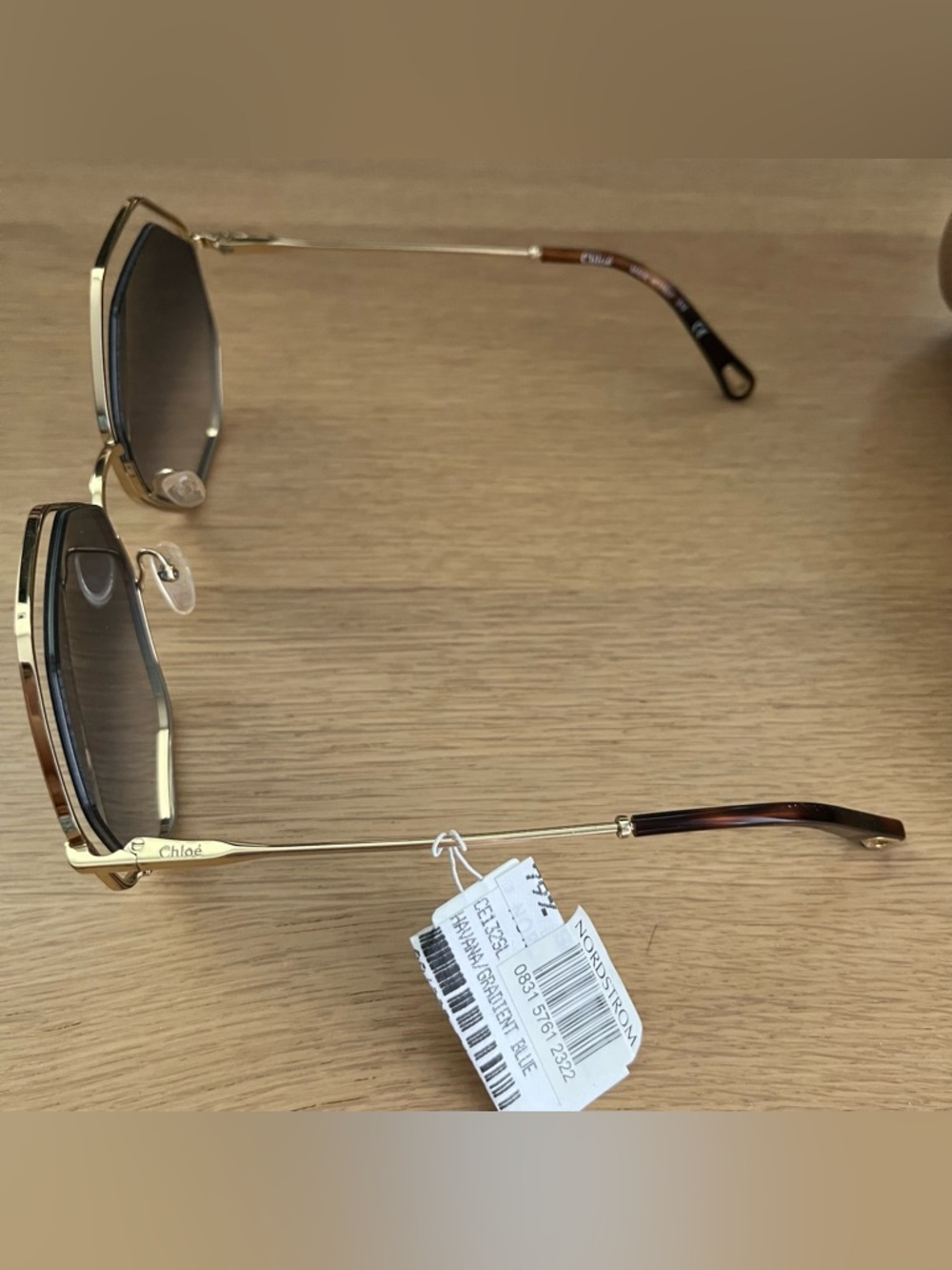 NWT Chloé Geo 58mm sunglasses with Havana Frame and Gradient Blue Lenses - Picture 4 of 7